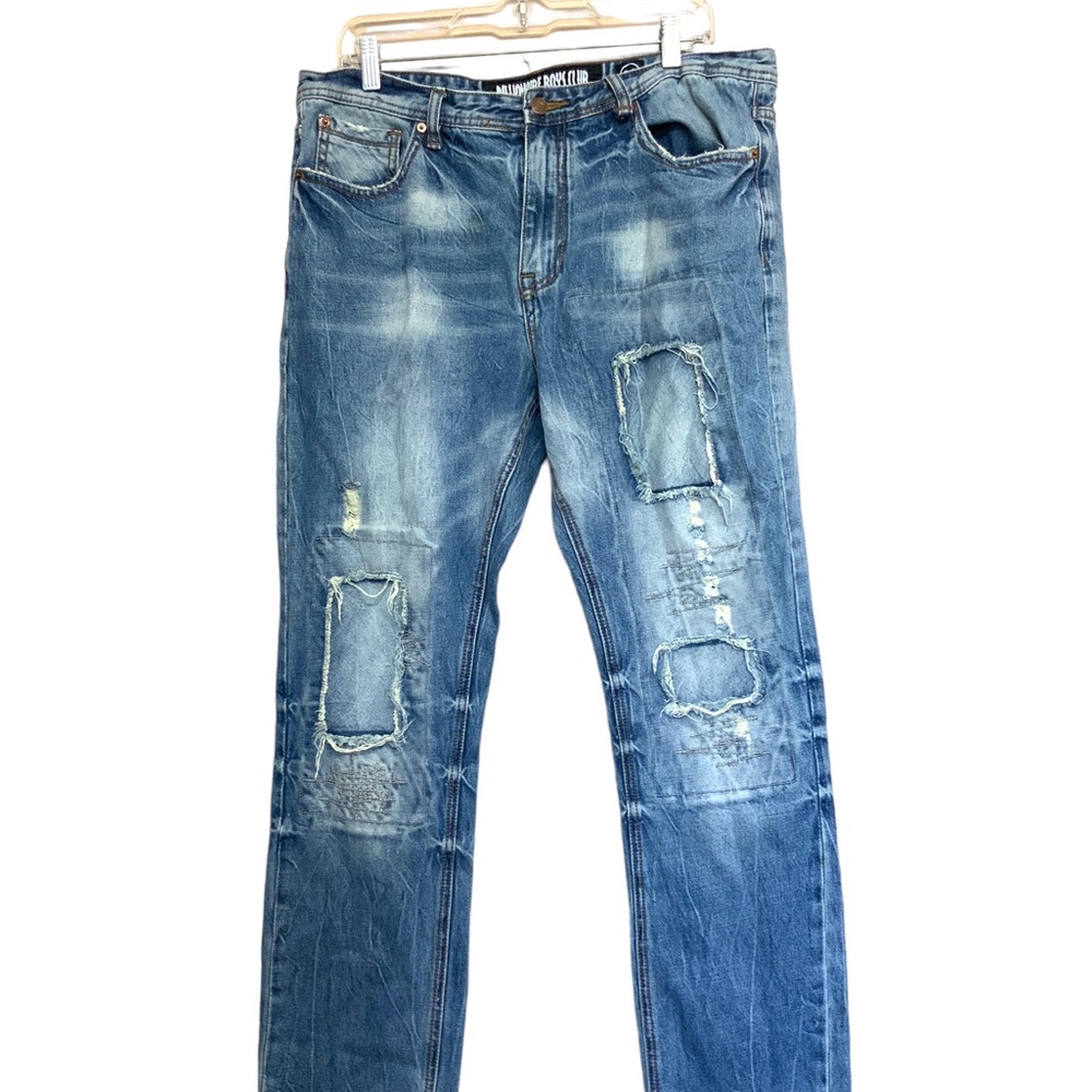 Men's Distressed Blue Jeans - Picture 2 of 12